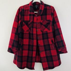Torrid Women's Red and Black Buffalo Plaid Utility Jacket Size 00